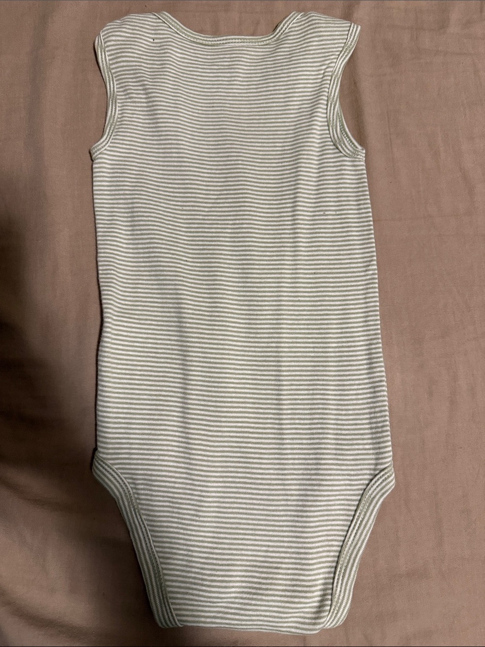 NWOT 24 months Carter's Light Gray & White Striped Sleeveless Bodysuit - Picture 2 of 3